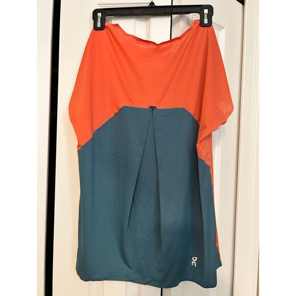 On Running performance T-Shirt, Peach and Turquoise, Medium - Picture 4 of 4